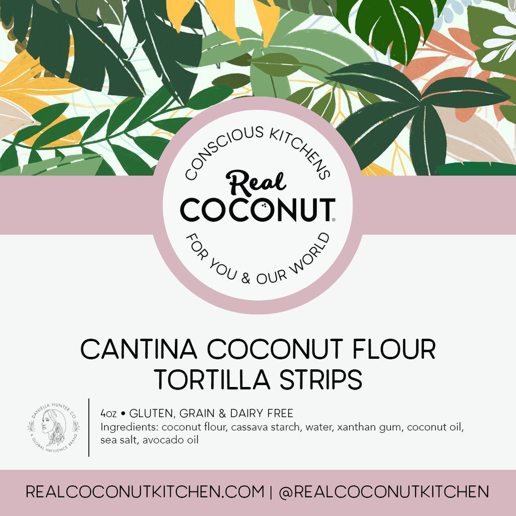 Cantina Style Coconut Flour Tortilla Strips. Our classic coconut flour tortilla chips, made into strips to sprinkle over soups, salads, and even to snack on.